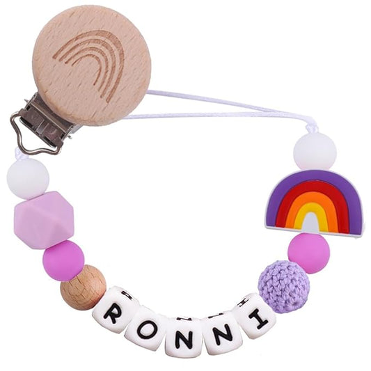 Pacifier Clip Personalized Pacifier Holder with Name Custom Pacifier Clip with Name Baby Shower Gift (Purple)