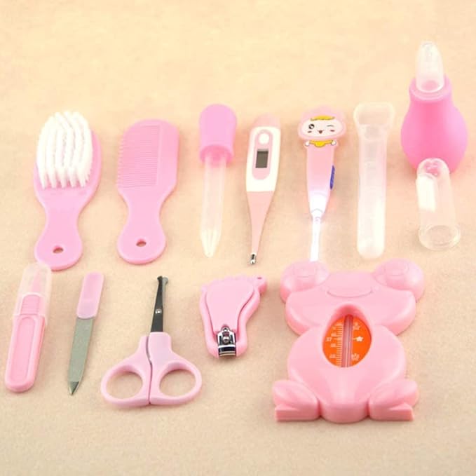 Baby Healthcare and Grooming Kit Baby Nasal Aspirator Nail Clipper Hairbrush Set Newborn Daily Cleaning Care Kit 13 PCS/Set, A, Nursery Care Health and Grooming kit