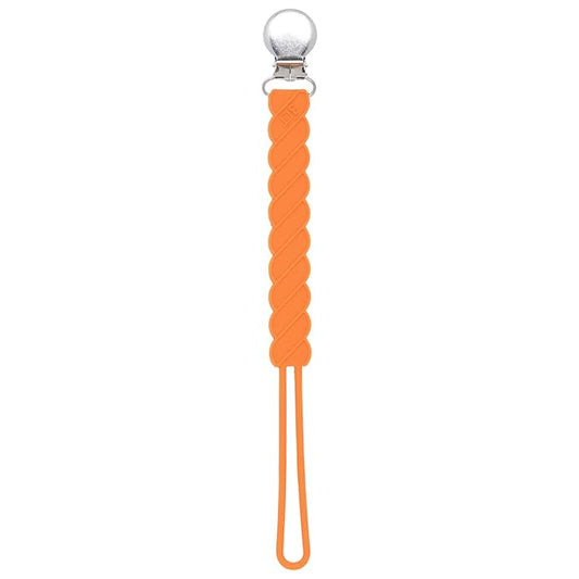 Three Little Tots All Silicone Modern, Short and Safety Tested Pacifier Clip (Orange, Twist)