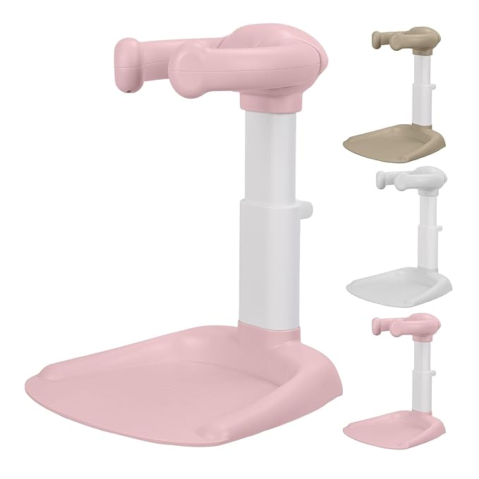 Adjustable Baby Shower Stand with Anti-Slip Base,Bath Shower Standing Support Stand,Portable Bath Helper Bath Support for Infants Portable Bath Helper for Baby 8-24 Months (Khaki)