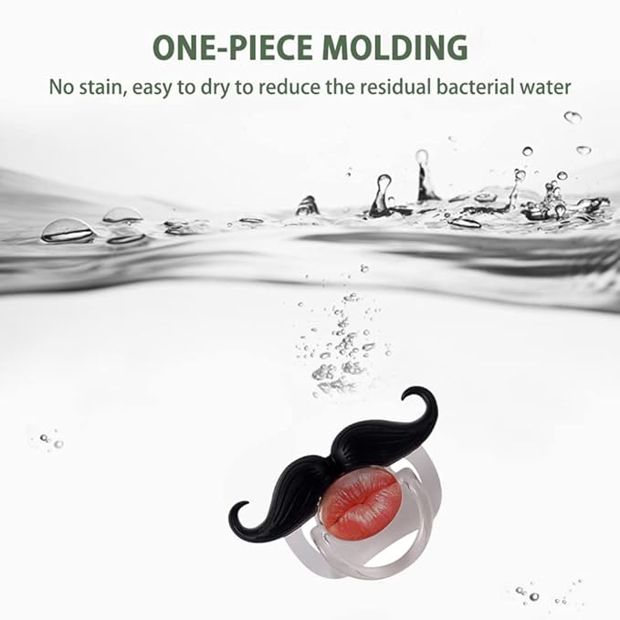 Mustache Pcifiers for Babies 0-6 Months, Newborn Mustache Pacifier,Pacifier with MustacheTeeth Binky,Gift Pacifiers for Boys and Girls (Colors-03)