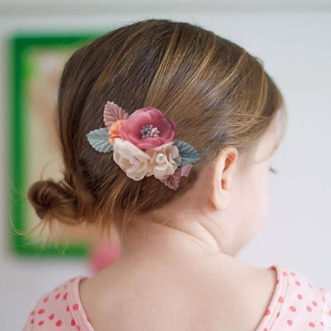 Flower Hair Clips Set-Cherrboll 3pcs Floral Hair Bow Accessories for Baby Girl Toddles Teen Gifts