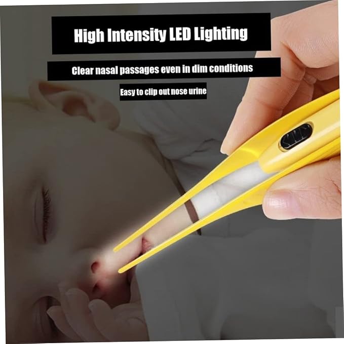 Baby Nose Clips with Light, Rechargeable Baby Nose Clips for Cleaning Ears, Nose, Navel, Dirt and Mucus for Baby (4 Pieces), Children's Rechargeable Luminous Ear Scoop, Ear Cleaner Set