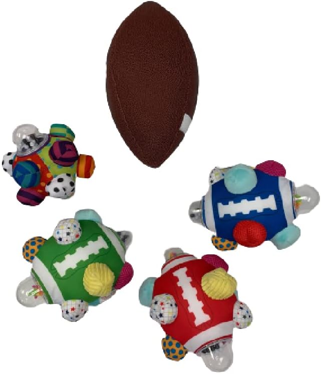 Football Bumpy Ball for Baby Cognitive Developmental, Baby Boys & Girls - Newborn to 36 Months Sensory Football Rattle Toy