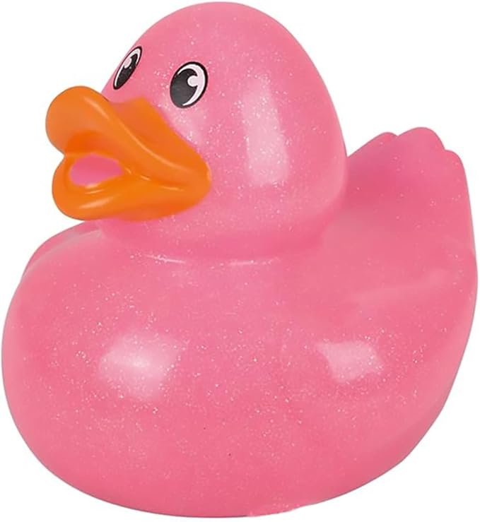 The Dreidel Company Glitter Rubber Duck Toy with Sound Assortment Duckies for Kids, Bath Birthday Gifts Baby Showers Summer Beach and Pool Activity, 6" (Single)