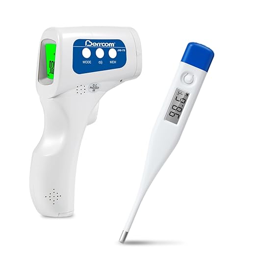 Value Bundle with Berrcom Digital Non Contact Infrared Forehead Thermometer JXB178 and Digital Thermometer DT007