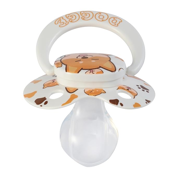Adult Sized Pacifier Cute: Large Shield Binky for Anxiety Relief Butterfly Shaped - Puppy Printed Paci with Case