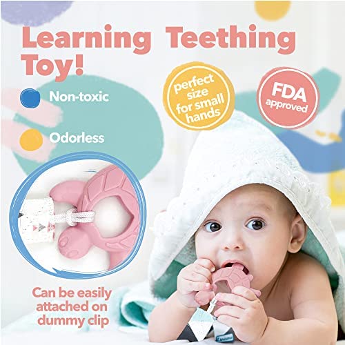 Liname 2 Pack Teething Mitten with Soothing Toy - Baby Chew Toy and Teething Glove- Infant Teething Mitten Crinkle Sound and Textured Silicone to Soothe Sore and Swollen Gums
