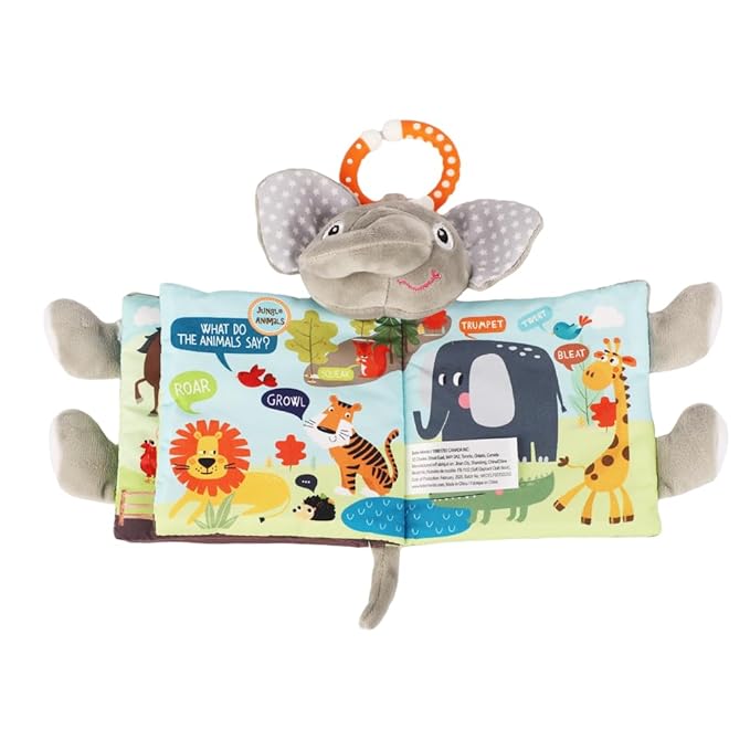 Elephant Baby Books Toys, 0-6-12 Months, Loveys, Crinkle Books for Babies, Easter Baby Gifts Shower, Infant Toys, 1-2 Year Old, Soft Cloth Book, for Baby Girls Boys- Medium