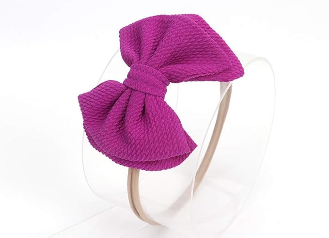 Baby Girl's 5 Inches Soft Double Bow-knot Nylon Headband Toddler Headdress for Photography Party Festivals (Purple)