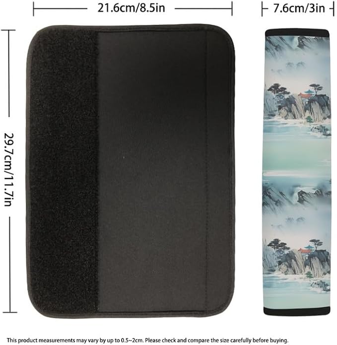 Landscape Painting 2 Piece Seat Belt Covering Pad Shoulder Strap Mountains Among The Clouds Art Paintings Protection Car Seatbelt Covers Car, Truck, SUV Strap Shoulder Pad
