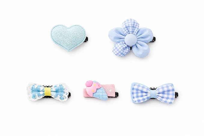 Baby Girl Hair Clips Non Slip for Thin to Thick Hair - No Damage Soft Barrettes for Newborn Infant Toddler - Cute Cartoon Hair Accessories Set (Blue)