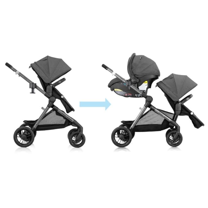 Evenflo Pivot Xpand Modular Travel System with LiteMax Infant Car Seat with Anti-Rebound Bar (Sabino Gray)