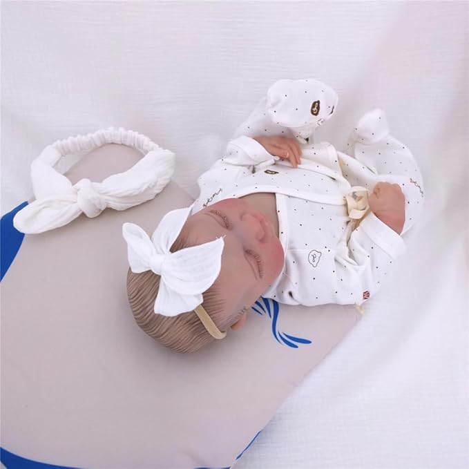 Sugarmelon Original Cotton Gauze Headband for Newborn Toddler Infant Baby Girl Kids Muslin Cotton Hair Bow Headbands Turban Elastic Hair Bands (6 pcs Bow Nylon Headband)