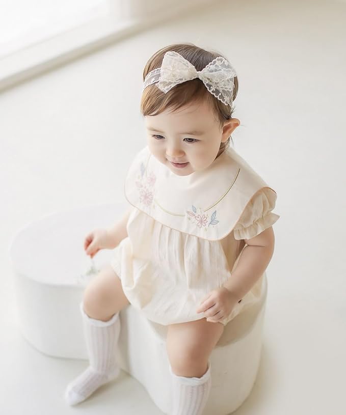 Lace Flower Bow-knot Baby Girls Headband Birthday Infant Wrap Elastic Baby Turban Hairband for Newborn Infant Toddler Kids (Style 9)
