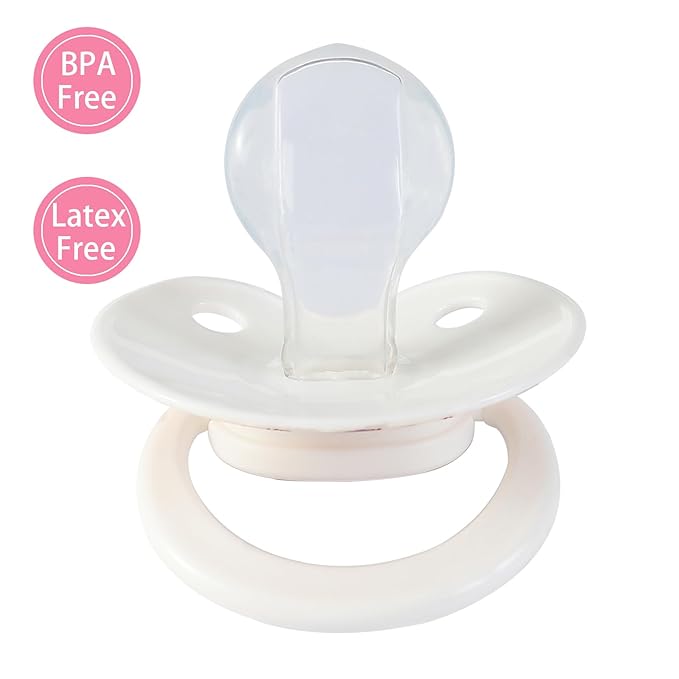 Big Size Adult Pacifier for Anxiety: Cute Paci Large Shield for Sleep - Silicone Binky Autism Toys with Case White
