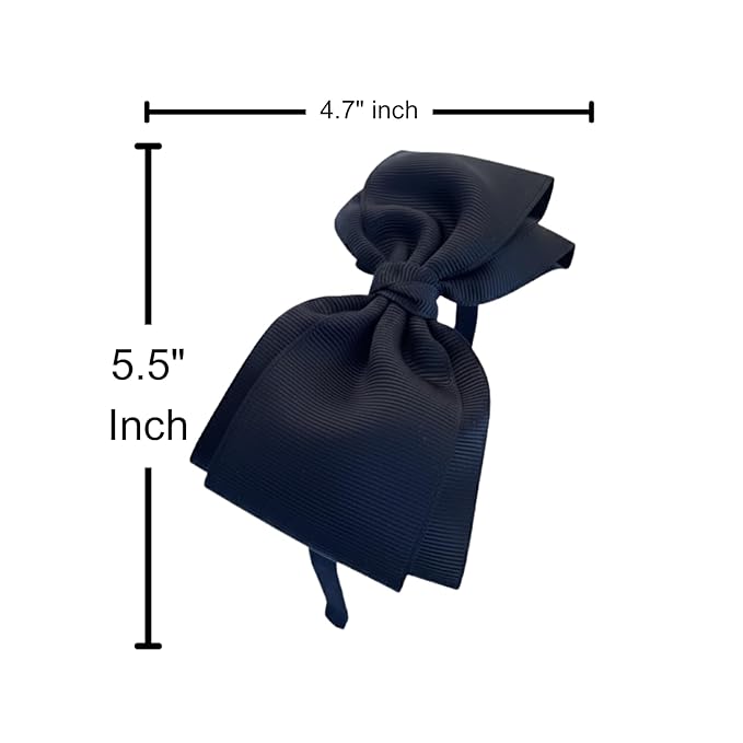 ClassExceed Black Bow Headband for Girls 3–12 – Formal & Recital Hair Bow, Solid Color Ribbon Kids Headband for Dance & Events