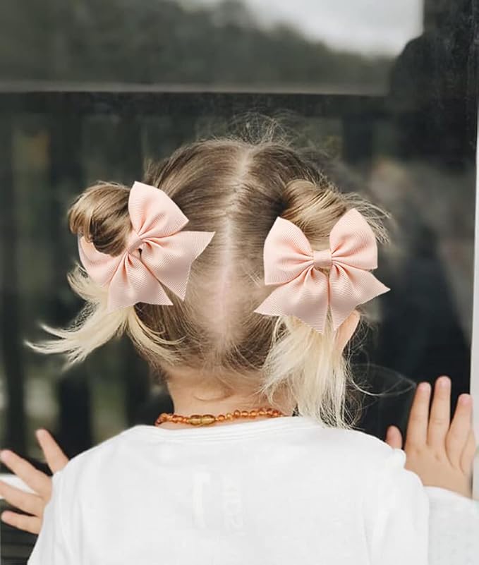 CÉLLOT 40pcs 2.75 inch Hair Bows for Girls Grosgrain Ribbon Toddler Hair Bows Alligator Clips for Baby Girls Kids Teens Back to School Hair Accessories in Pairs