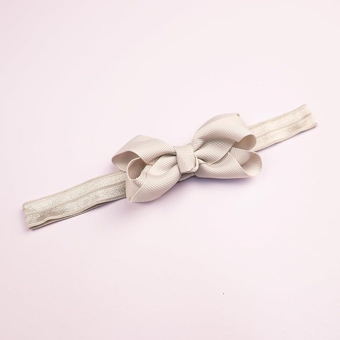 3pcs Baby Girl Bows Headband Chiffon Flower Hairband for Newborn Infant Toddler Soft Elastic Hair Bow Accessories for Baby Birthday Party (Grey, Standard size)