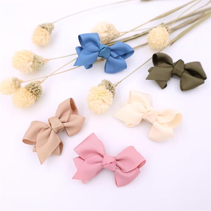 12 PCS Baby Bow Bangs Hair Clips Tiny Snap Clip for Infant Toddler Girl Mini Grosgrain Ribbon Hair Bow Barrettes Girls Hair Accessories (2.2" Jojo bow clips 12 Colors)