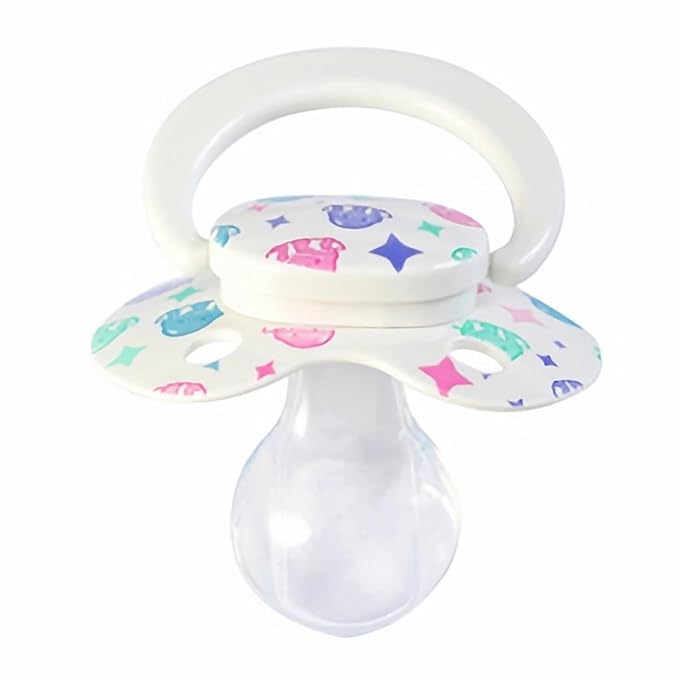 Cute Adult Sized Silicone Pacifier: Large Shield Paci for Anxiety - Handle Binky Butterfly Shaped Printed Pacifier