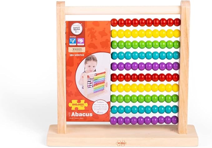 Bigjigs Toys Wooden Abacus, Abacus for Toddlers, Educational Toys, Montessori Toys