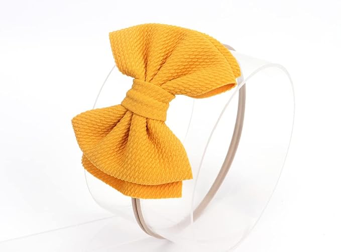 Baby Girl's 5 Inches Soft Double Bow-knot Nylon Headband Toddler Headdress for Photography Party Festivals (Ginger)