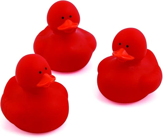 Fun Express Rubber 2" Solid Color Duckies - 12 Ducks (Red)