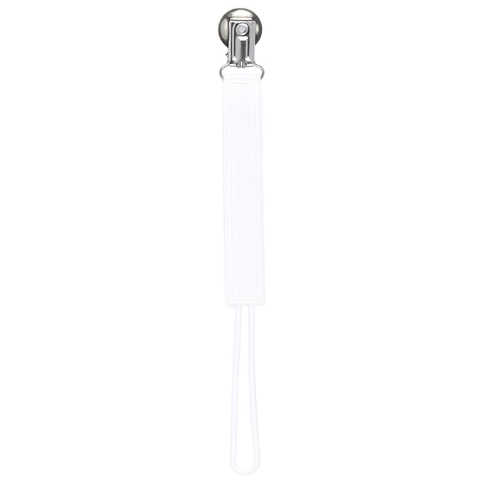 Three Little Tots All Silicone Modern, Short and Safety Tested Pacifier Clip (White, Classic)