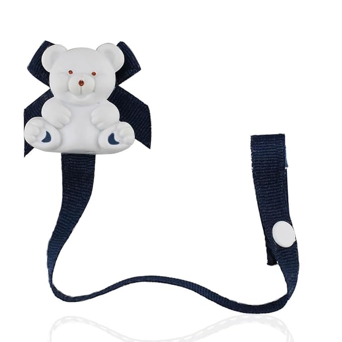 Baby Buddy Bear Pacifier Holder Clip Snaps to Paci, Teether, Toy, Clips onto Baby's Shirt, Pacifier Clip for Babies 4 Months and Up/Toddler Boys & Girls, Pacifier Holder, Navy, 1 Pack