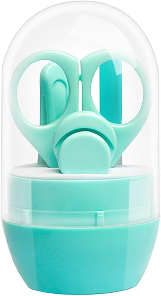 Baby Nail Clippers Set, 4-in-1 Baby Grooming Kit with Cute Case, Baby Manicure, Scissor, File & Tweezer | Baby Nail Care Kit for Newborn, Infant & Toddler (Light Blue)