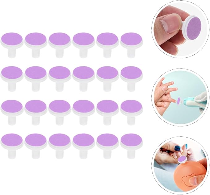 Healeved 24pcs Electric Nail Trimmer Pads Replacement Grinding Heads for Nail File Use Easy to Replace Safe Convenient Delicate Color Design