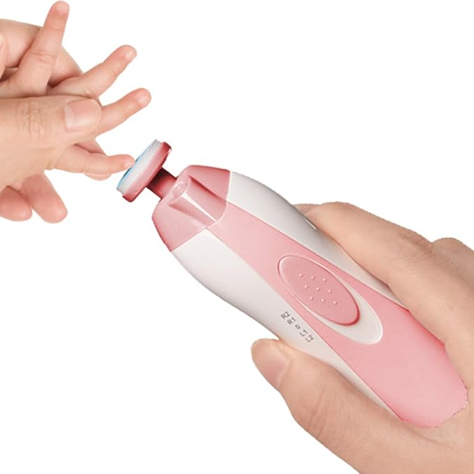 6 in 1Electric Baby Nail Clippers Set with Travel Case- Safe Baby Nail File trimmer for Newborn or Toddler Toes and Fingernails, Battery Operated (AA Not Include) Pink