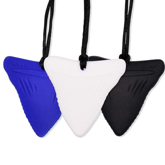 Shark Tooth Chew Necklace, Sensory Chew Necklace Bundle for Kids with Chewing, Teething, ADHD, Autism, Biting Needs, Oral Motor Chewy Teether, Made from Food Grade Silicone Safety, for Boys&Girls