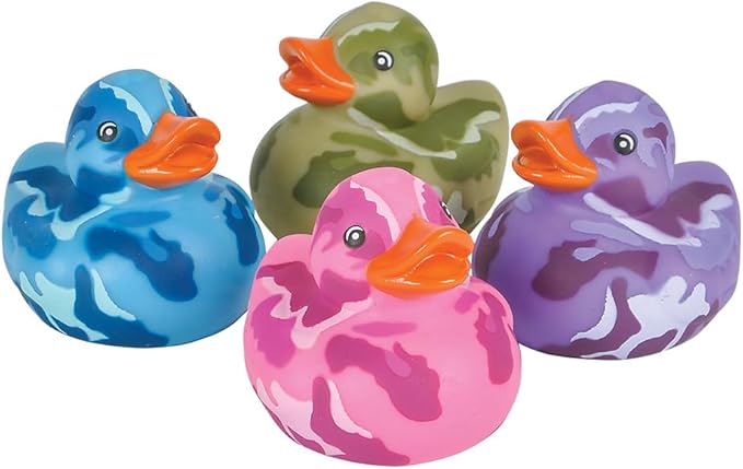 24-Pack Camo Rubber Ducks: Fun Unique Military-Inspired Bath Toys for SUV Ducking or Play - 2 inches