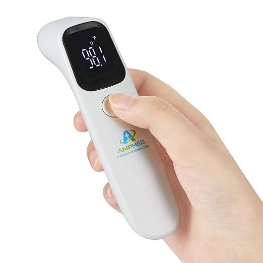 Amplim Bundle - Amplim Non-Contact Touchless Infrared Digital Forehead Thermometer for Adults and Baby Hospital Medical Grade No Touch (Pack of 3)
