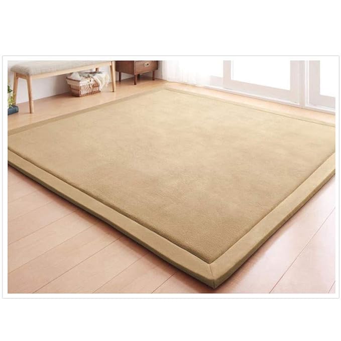 Loartee Nursery Rug Coral Velvet Crawling Rugs Mat Area Rugs Play Crawling Mat(6'7"x6'7", Brown) for Toddler Children Play Mat Yoga Mat Exercise Pads Carpet