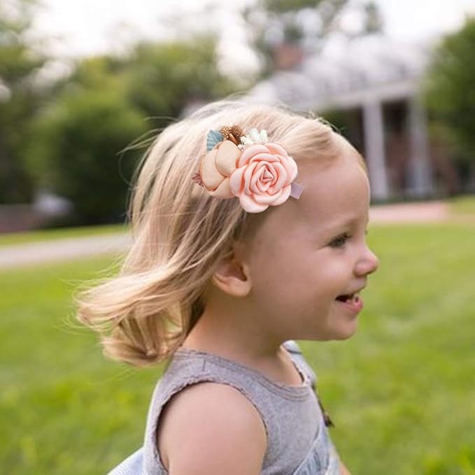Flower Hair Clips Set-Cherrboll 3pcs Floral Hair Bow Accessories for Baby Girl Toddles Teen Gifts