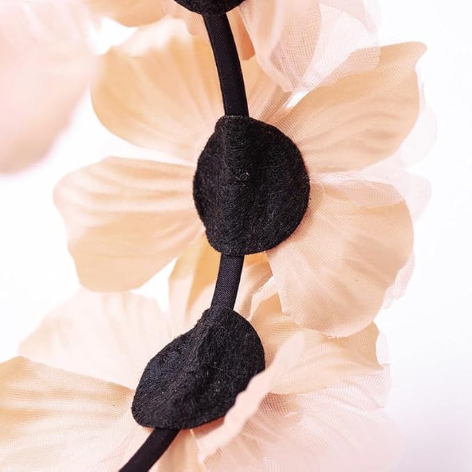 Bethynas Baby Girls Flower Cluster Headband Soft Lace Cloth Floral Head Wear for Wedding Party Cute Flower Hair Band for Toddlers Flower Girls (Champagne)