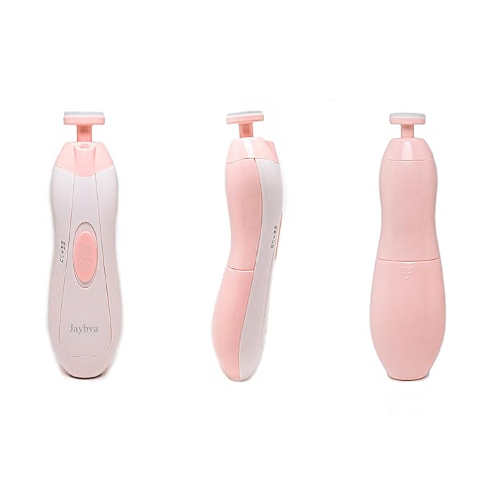 Baby Nail File Electric Baby Nail Trimmer - Jaybva Safe Baby Nail Clippers Cutter for Newborn Children Kids with 6 Cushions Pink