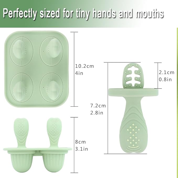 Silicone Popsicle Molds, Mini Breastmilk Popsicle Molds with Sticks, Frozen Breast Milk Teether Popsicle Maker Ice Pop Molds for Infant Feeding Spoon (2Set-Light pink)