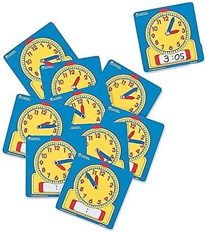Learning Resources Write and Wipe Student Clocks - Help Kids Practice Time, Math Manipulatives, Homeschool, Classroom Must Haves, Set of 10