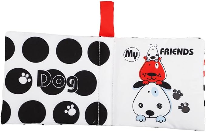 Bebe Mondo High Contrast Baby Book, Newborn Toys 0-3 Months,Black and White Crinkle Books for Babies,Soft Sensory Infant Toys 0-6-12 Months,Stroller Toy for Vision Development,Shower Gift for Boy Girl