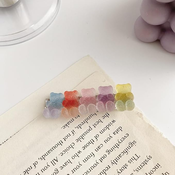 2Pcs Colorful Hair Clips Barrettes Gummy Bear Shaped Mixed Colored Cute Hair Pins Hair Accessories Sugar，Clips and Barrettes
