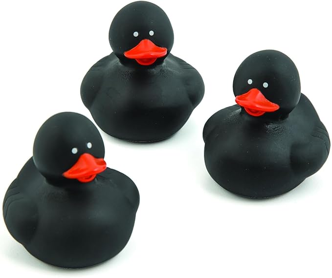 Fun Express Rubber 2" Solid Color Duckies - 12 Ducks (Black)