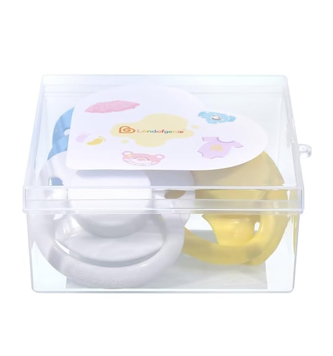 Landofgenie Large Shield Adult Size Pacifiers Set Butterfly Shaped Cutie Pacifier 3 Pack - White+Blue+Yellow