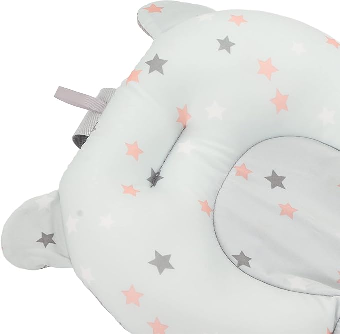 ciciglow Baby Bath Cushion Pad Newborn Bathtub Mat, Nonslip Floating Seat with Support for Head, Neck, and Back,Sling, 0-12 Months (Light Blue Stars)