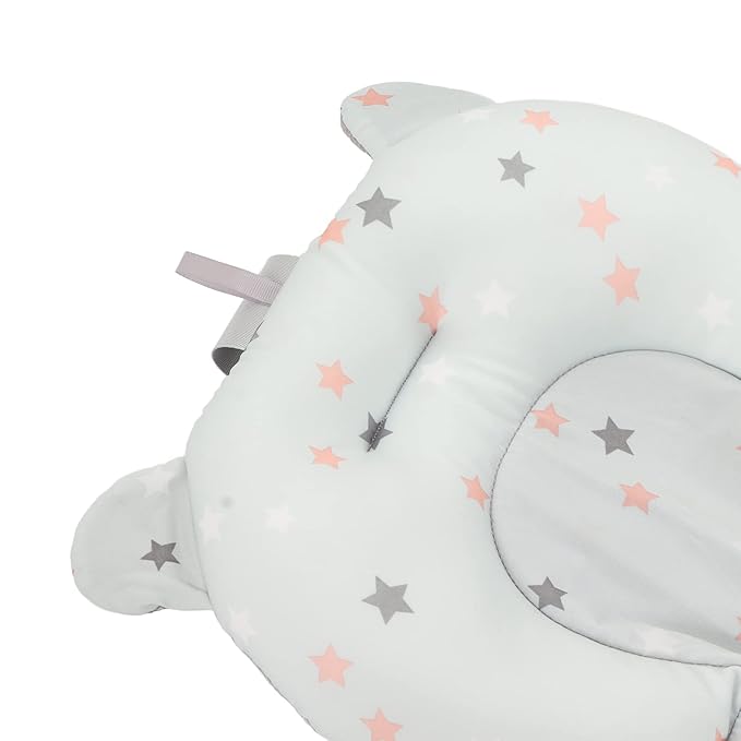 Baby Bath Seat Cushion, Baby Bath Support Cushion Floating Safe Foldable, Adjustable Baby Bath Suspension Pad Infant Bath Supporter for Newborn (Light Blue Stars)