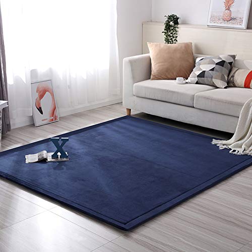 Loartee Nursery Rug Coral Velvet Crawling Rugs Mat Area Rugs Play Crawling Mat(6'7"x7'10", Dark Blue) for Toddler Children Play Mat Yoga Mat Exercise Pads Carpet