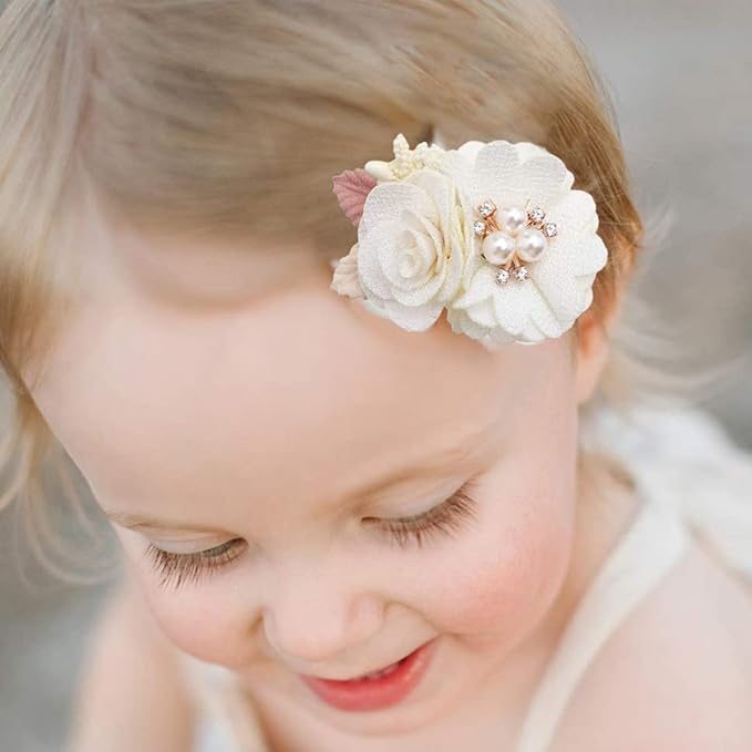 Flower Hair Clips Set for Baby Girl Lightweight Floral Hair Bow Accessories with Boutique Fully Lined Alligator Clip for Toddler Teens Gifts (AB)